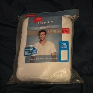Hanes Premium White V-Neck Tees